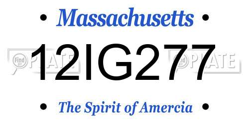 12IG277 Massachusetts License Plate