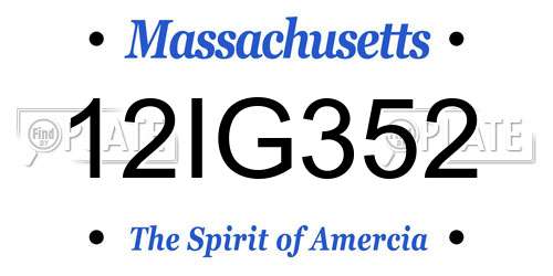 12IG352 Massachusetts License Plate