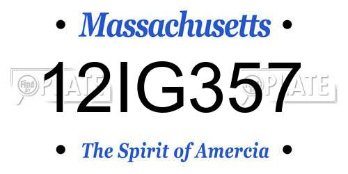 12IG357 Massachusetts License Plate