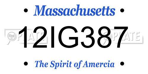12IG387 Massachusetts License Plate