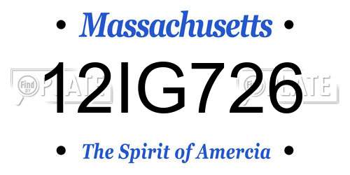 12IG726 Massachusetts License Plate
