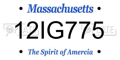 12IG775 Massachusetts License Plate