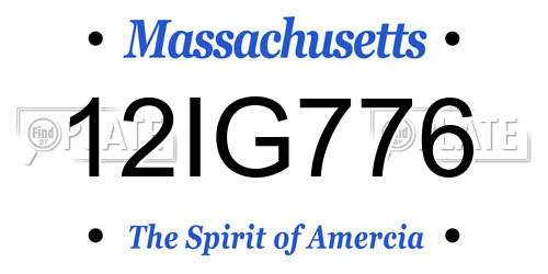 12IG776 Massachusetts License Plate