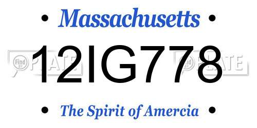 12IG778 Massachusetts License Plate
