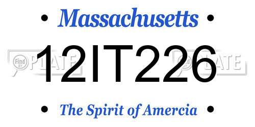 12IT226 Massachusetts License Plate