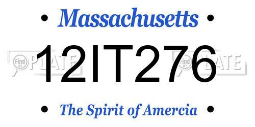 12IT276 Massachusetts License Plate