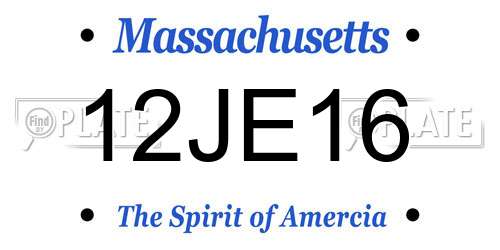 12JE16 Massachusetts License Plate