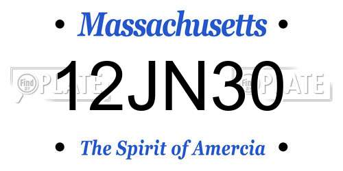 12JN30 Massachusetts License Plate
