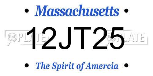 12JT25 Massachusetts License Plate