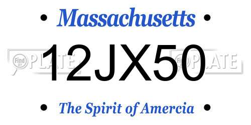 12JX50 Massachusetts License Plate