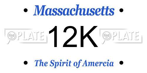 12K Massachusetts License Plate