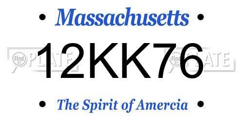 12KK76 Massachusetts License Plate