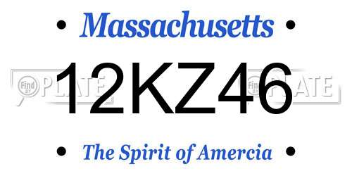 12KZ46 Massachusetts License Plate