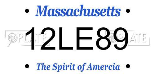 12LE89 Massachusetts License Plate