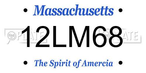 12LM68 Massachusetts License Plate