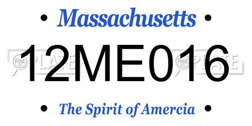 12ME016 Massachusetts License Plate