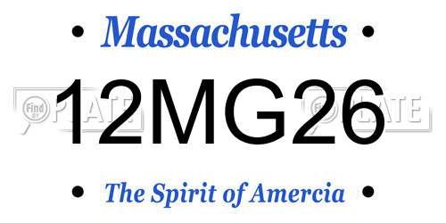 12MG26 Massachusetts License Plate