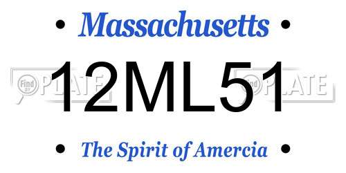 12ML51 Massachusetts License Plate