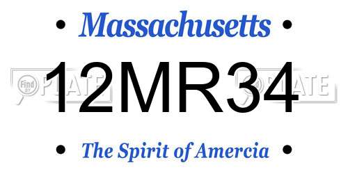 12MR34 Massachusetts License Plate