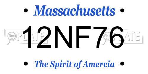 12NF76 Massachusetts License Plate