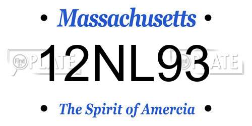 12NL93 Massachusetts License Plate