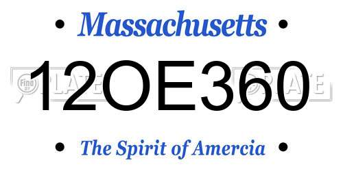 12OE360 Massachusetts License Plate