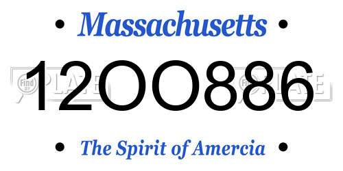 12OO886 Massachusetts License Plate