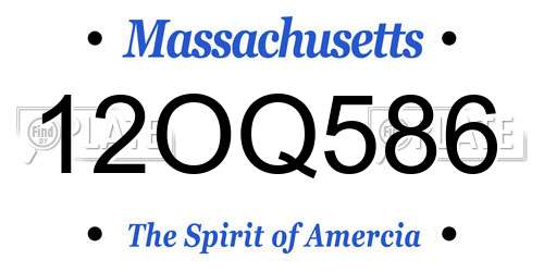 12OQ586 Massachusetts License Plate