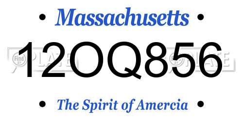 12OQ856 Massachusetts License Plate