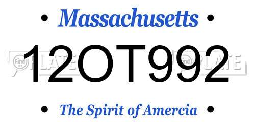12OT992 Massachusetts License Plate