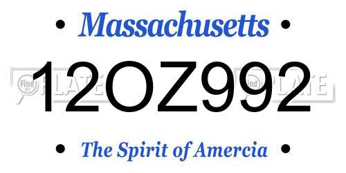 12OZ992 Massachusetts License Plate