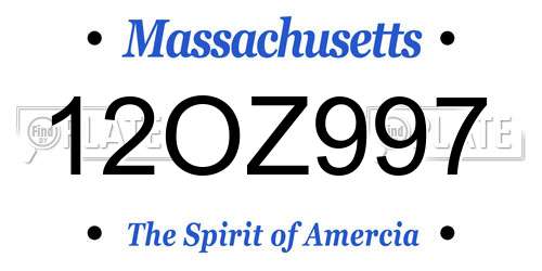12OZ997 Massachusetts License Plate