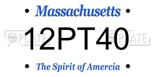 12PT40 Massachusetts License Plate