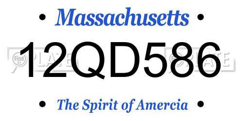 12QD586 Massachusetts License Plate