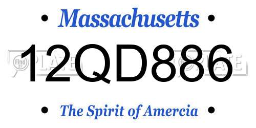 12QD886 Massachusetts License Plate