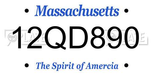 12QD890 Massachusetts License Plate