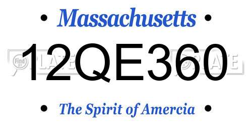 12QE360 Massachusetts License Plate