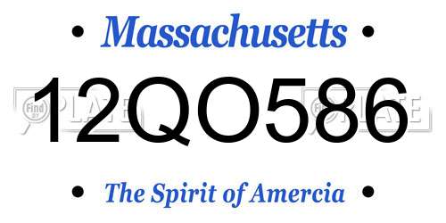 12QO586 Massachusetts License Plate