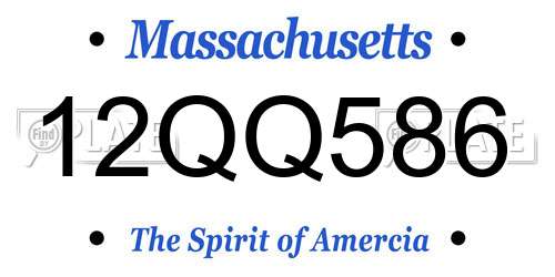 12QQ586 Massachusetts License Plate