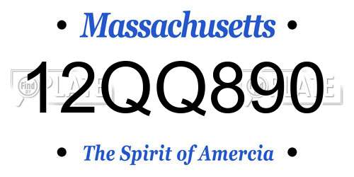 12QQ890 Massachusetts License Plate