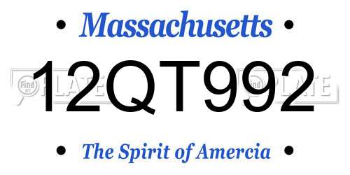 12QT992 Massachusetts License Plate
