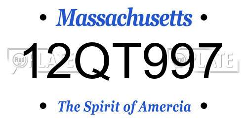 12QT997 Massachusetts License Plate