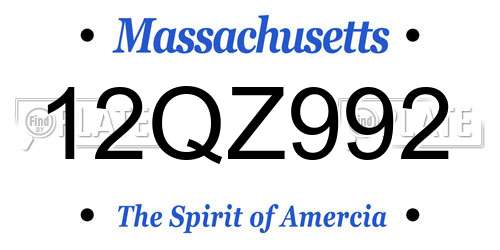 12QZ992 Massachusetts License Plate