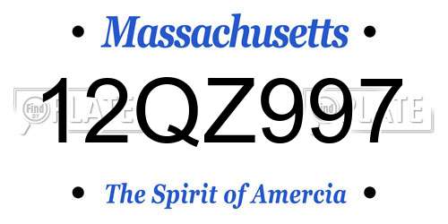 12QZ997 Massachusetts License Plate