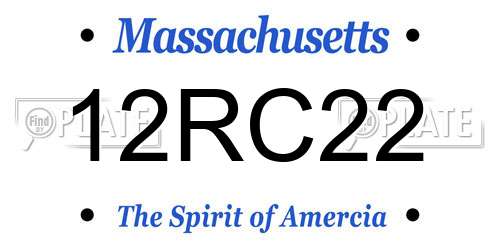 12RC22 Massachusetts License Plate