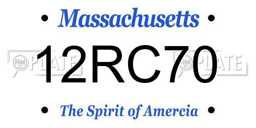 12RC70 Massachusetts License Plate