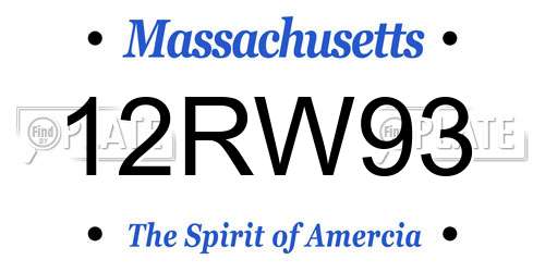 12RW93 Massachusetts License Plate