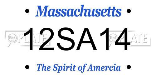 12SA14 Massachusetts License Plate