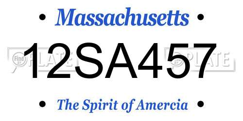 12SA457 Massachusetts License Plate