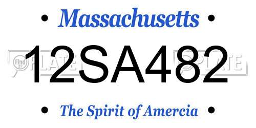 12SA482 Massachusetts License Plate
